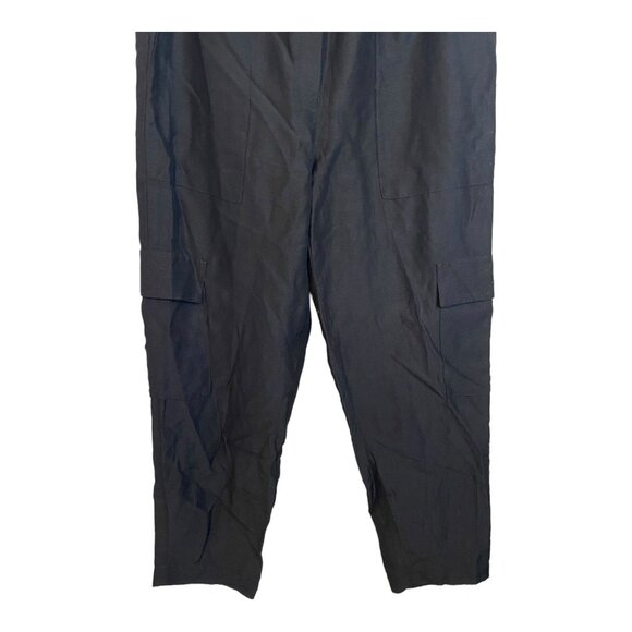 Babaton TITAN CARGO PANT Aritzia US 10 black linen blend work causal trousers - Picture 5 of 8